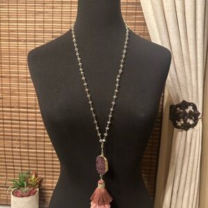 Park Lane Pink and Gold Tassel Necklace